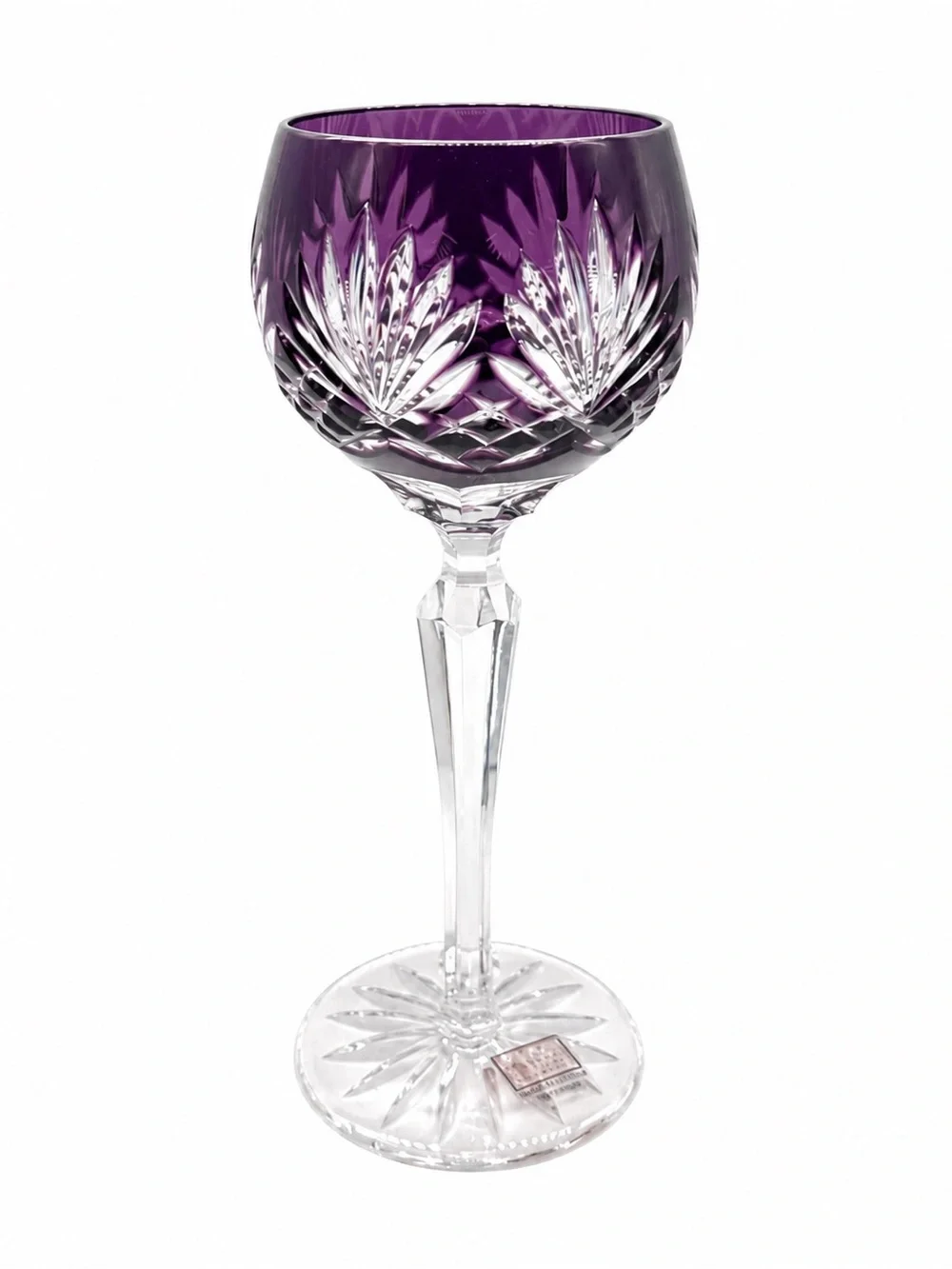 Ajka Crystal Caroline Cut-to-Clear Wine Goblets Set of 4 Vintage Hungary